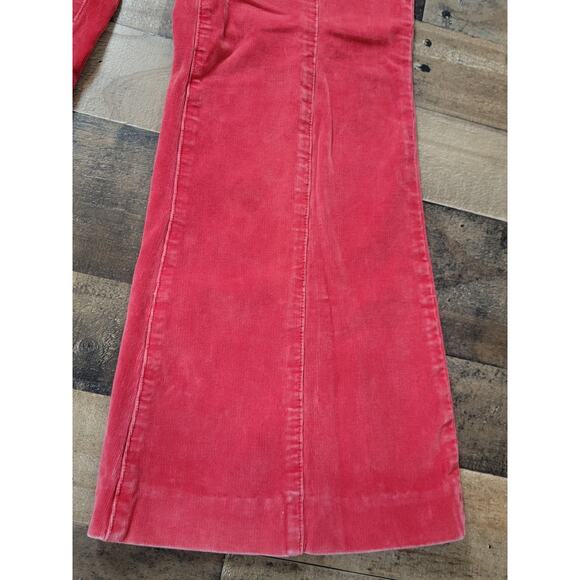 Free‎ People Retro Hippie Soft Curvy Low Rise Corduroy Red Flare Pants Womens 27 - Picture 9 of 16